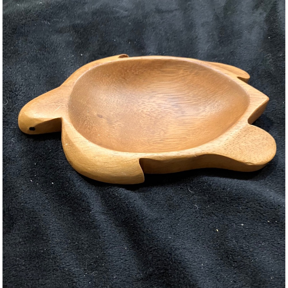 Wooden Turtle Bowl Small Brown Hand Carved Trinket Dish